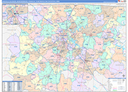 Nashville-Davidson-Murfreesboro-Franklin Metro Area Wall Map Color Cast Style
